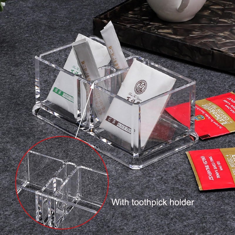 Yakri Clear Acrylic Two Lattices Tea Bags Holder Coffee Sugar Bag Case Guest Room Storage Boxes YTBH-001 - Image 4